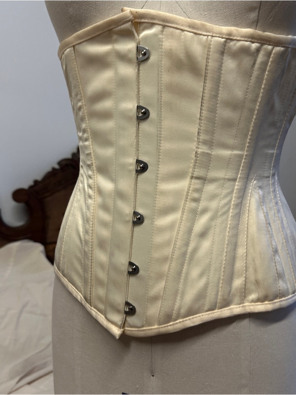Ivory Satin Waist Corset - Victorian Style Bridal Corset